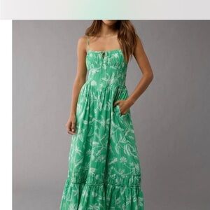 American Eagle Outfitters Corset Tiered Midi Flora dress size S